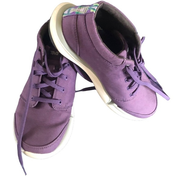 Teva Wander Chukka Casual Canvas Ankle Boot Shoe Sz. 6.5 Purple Lace Up Comfy - Picture 3 of 7